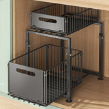 2 Tier Slide Out Cabinet Organizer Heavy Duty, Under Sink Storage Shelf for Kitchen Bathroom,
