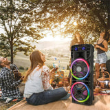 2800W Dual 12" Bluetooth Speaker Karaoke Portable Heavy Bass Sound System Party