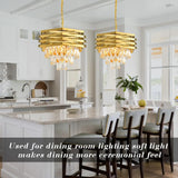 Modern Crystal Chandelier Gold Round for Dining Room for Living Room Entryway