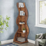 Tribesigns Corner Shelf, Rustic 5-Tier Wall Corner Bookshelf, Stylish Corner Small Bookcase Storage Rack