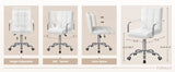 Furmax Mid-Back Office Task Chair Ribbed PU Leather Executive Chair Modern Adjustable