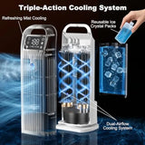 Portable evaporative air cooler for home and office with 4-in-1 functionality
