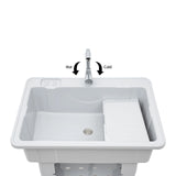 Household Plastic Kitchen Sinks| Freestanding Laundry Sink W/ Washing Board and Storage Shelf|
