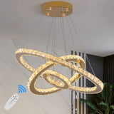 Crystal Ceiling Chandelier 3 Rings Hanging Chandelier In The Living Room