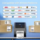 Bluetooth Shipping Label Printer with 1 Roll Labels - D520BT Thermal Label Printer