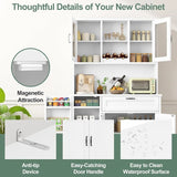 Shintenchi Kitchen Pantry Storage Cabinet Freestanding Buffet Cabinet with Microwave