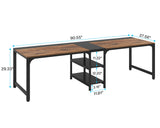 Tribesigns 90.55'' 2 Person Desk with Storage Shelves, Double Computer Desk
