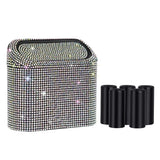 Sparkling Red Crystal Car Waste Bin With Flip Lid, Compact Auto Garbage Organizer For Vehicle