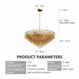 14-Light Gold Modern Round Chandelier for Living Room, 37" Extra Large Chandelier