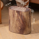 Faux Wood Grain Trash Can Slim Lid Large Capacity Bin For Bathroom Narrow Spaces Living