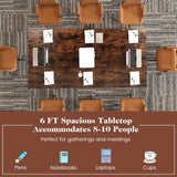 6FT Conference Table 71x35.5in Office Desk w/ Cable Grommet, Metal Legs