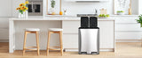 60L/16 Gal Dual Trash Can Stainless Steel Step Garbage Can