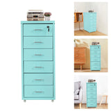 Light Blue Cold-rolled Steel 11x16x27-inch Six-story Metal Filing Cabinet