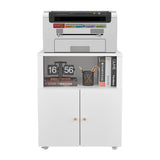 Printer Stand with Storage, Copier Printer Cabinet with 2 Doors Mobile Metal File Cabinet with Open Storage Shelf for Letter/Leg