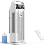 Portable evaporative air cooler for home and office with 4-in-1 functionality