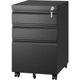 3 Drawer Mobile File Cabinet with Lock,Under Desk Metal Filing Cabinets for Home Office