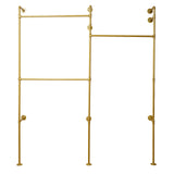 Gold 3-Tier Clothing Rack Wall Mounted Industrial Pipe Garment Rack Heavy Duty Metal Garment Frame