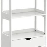 Freestanding Tall Kitchen Pantry Cabinet with Shelves, Drawers, and Microwave Space