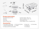 SucceBuy 8 Qt 4/6 Pack Chafing Dish Buffet Set Stainless Steel Chafer Rectangle Catering Warmer
