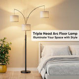 Three-color temperature dimmable three-head floor lamp, full of atmosphere, warm lighting for living room