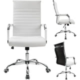 Furmax Ribbed Office Desk Chair Mid-Back PU Leather Executive Conference Task Chair