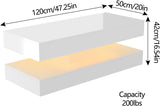 Modern Stylish Coffee Table w/ LED lights, Double-Layer Design for Living Room