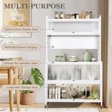Kitchen Pantry Cabinet Kitchen Hutch with Microwave Stand Station Multi-Purpose