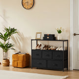 TV Stand Multilayer Shoe Rack Space Saving Cabinet With 5 Fabric Drawers