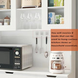 71 Tall Kitchen Pantry Storage Cabinet with Microwave Stand and Charging Station