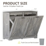 Double Tilt Out Trash Can Cabinet Wooden Farmhouse Kitchen Garbage Bin Enclosure with Negative Ion Odor