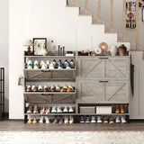 30" Freestanding Shoe Rack w/ Customized, Two Flip Drawers For Entryway