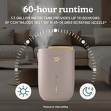 Natura Ultrasonic Warm and Cool Mist Humidifier, 1.3-Gal for Large Rooms, 60-Hr Runtime