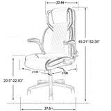 Brown Leather Office Chair with Flip up Arms, High Back Ergonomic Executive Office Chairs