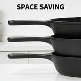 3PCS Pre-Seasoned Cast Iron Skillet Set, Pans for Oven Grill Campfire