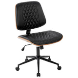 JHK Ergonomic Armless Office Chair Adjustable Height PU Leather Desk Seating with 360 Swivel and Rocking