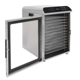 12-Trays Stainless Steel Food Dryer,Silver Rectangular Food Dehydrator Machine