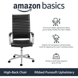 High-Back Swivel Oice Chair with Lumbar Support, Ergonomic Ribbed aux Leather