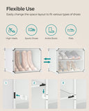 SONGMICS Shoe Rack, 12 Cubes With Doors, 48 Pair Plastic For Bedroom
