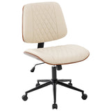 JHK Ergonomic Armless Office Chair Adjustable Height PU Leather Desk Seating with 360 Swivel and Rocking