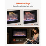 42 inch Electric Fireplace, Wall Mounted Recessed Fire Place with Remote