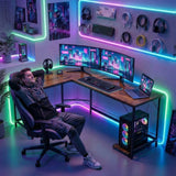 JHK 66 Inch L ShapedCorner Computer Desk Larger Gaming Office Table