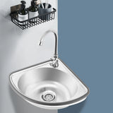 Hand Wash Sink, Corner Basin Sink with Wall Bracket, Triangular Hand Basin Sink for