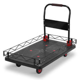 2 IN 1 Silent TPR Wheels Hand Trucks W/Steel Wire Fence Fold Pull Goods Cart