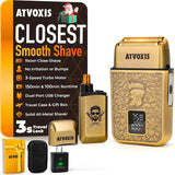 All-Metal Close Shave 3-Speed Foil Shaver for Men: 10000 RPM Electric Nose and Ear Hair Trimmer Cordless