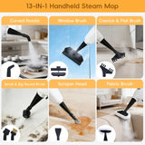10-In-1 Multi-Surface Steam Mop w/ Detachable Handheld Steamer for Tiles