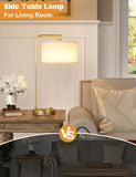 Gold Table Lamp With USB Port And Outlet With Linen Lampshade For Home
