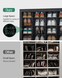 12 Tiers 9 Inch Widened Cell Wood Shoe Rack for Entryway, Black