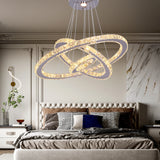 Crystal Ceiling Chandelier 3 Rings Hanging Chandelier In The Living Room