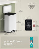 SONGMICS Trash Can, 13 Gallon (50 L) Garbage Can for Kitchen, with Lid, Pedal, and Removable
