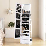 Rotatable Full Length Mirror Jewelry Cabinet Standing With Built-In Mirror